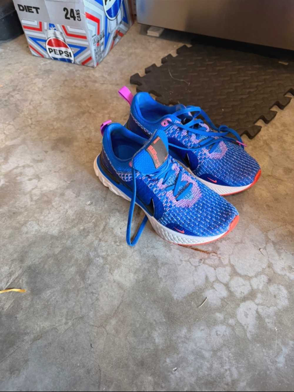 Nike Kids Blue Running Sneakers with Pink Accents